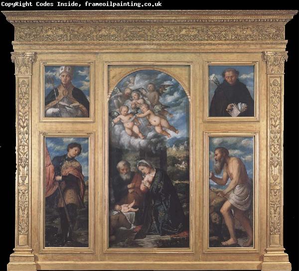 Girolamo Romanino Polyptych of the Nativity,with Saints Alexander,Jerome,Gaudioso and Filippo Benizzi